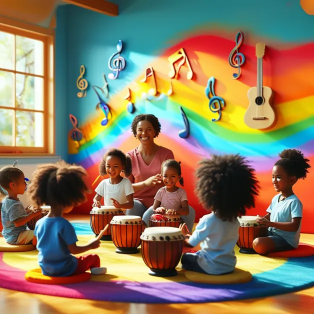 ดนตรีกับสังคมเพื่อน การเล่นดนตรีเป็นกลุ่มช่วยพัฒนาทักษะการสื่อสารและการทำงานเป็นทีมของเด็ก