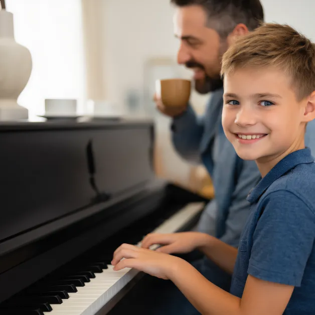 เด็กชายเล่นเปียโนกับพ่อ ดนตรีคือพื้นที่ปลอดภัยที่ช่วยหล่อหลอมวินัย ความอดทน และความรักในตัวเองของเด็ก