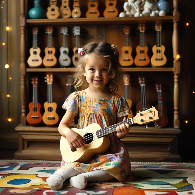 เด็กหญิงกำลังเล่นกีตาร์ การเรียนดนตรีช่วยเสริมความมั่นใจ การฟังตัวเอง และการแสดงออกอย่างสงบและเป็นธรรมชาติ